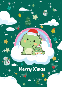 ไดโน ก้อนเมฆ วันคริสต์มาส สีเขียวเข้ม