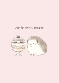 Hedgehog and Autumn sweets -pink-