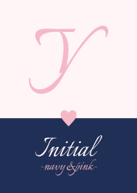 Initial "Y" -navy&pink-