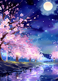 Beautiful night cherry blossoms#368