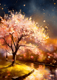 Beautiful night cherry blossoms#824