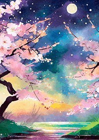 Beautiful night cherry blossoms#1949