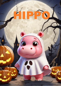 Cute Love hippo In Halloween