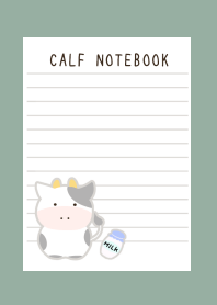 CALF NOTEBOOKj-DUSTY GREEN