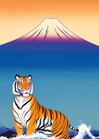 Ukiyo-e Mount Fuji Sea Tiger iODRE
