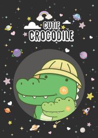 Crocodile Cute Galaxy Space Gray