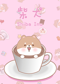 misty cat-Shiba Inu coffee beige pink2