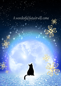 Luck rises black cat and moon2.