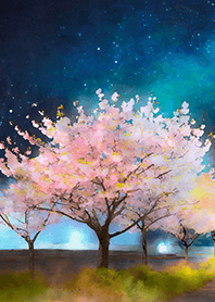 Beautiful night cherry blossoms#2911