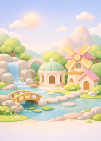 Pastel Windmill Garden