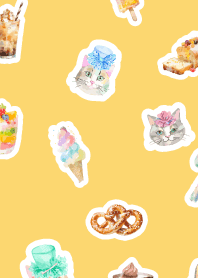 Sweets and cats light yellow