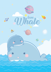 Whale Sea Waves Light Blue