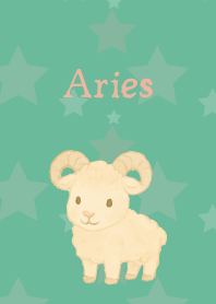 Cute Aries on blue green