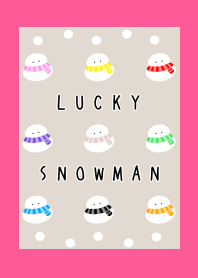 NINE LUCKY SNOWMEN/SNOWMAN/FLASHY PINK