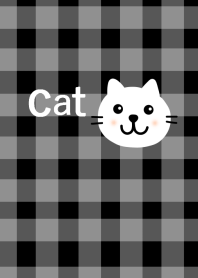 White cat and check pattern from japan