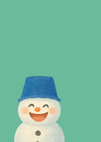 Expressive snowman6 on blue green