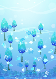 Cute nordic forest in the water