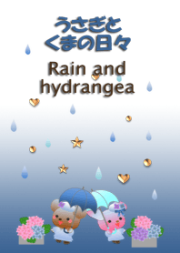 Rabbit and bear daily<Rain,hydrangea>