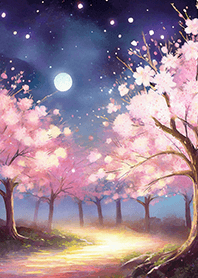 Beautiful night cherry blossoms#2983