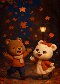 Autumn Leaves Whirling Romance