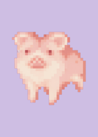 Pig Pixel Art Theme  Purple 04
