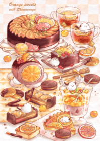 Orange sweets with Shimaenaga
