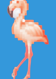 Flamingo Pixel Art Tema Azul 01