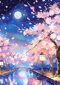 Beautiful night cherry blossoms#1811