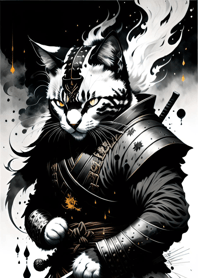 Ink wash cat samurai 7884a9