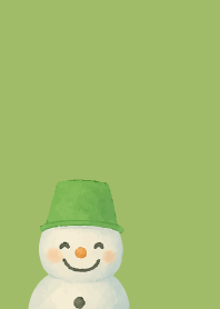 Expressive snowman9 on moss green