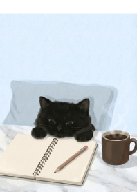 Black Cat Working White and Blue Theme