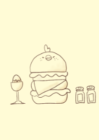 簡單塗鴉：　雞漢堡（馬卡龍黃）