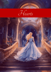 blue dress girl on red & beige JP