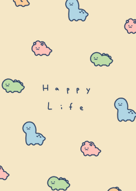 Smile Dinosaurs(pattern)/navy beige.