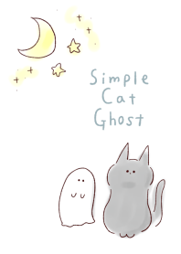 cat ghost moon and stars white and blue