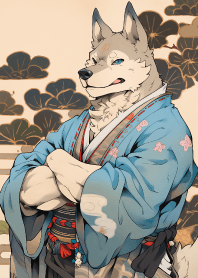Ukiyo-e handsome dog