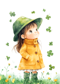 Cute girl with lucky clover 1