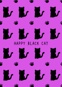 HAPPY BLACK CAT SILHOUETTEj-PINK PURPLE