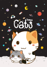 Three Cats Galaxy Black