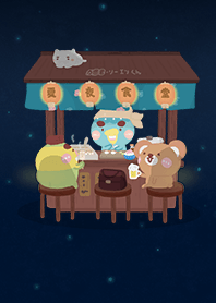 Summer night cafeteria