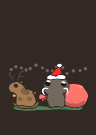 凝視的兔和鹿-聖誕節