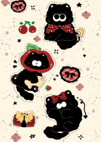 Black cat holding a gift