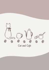 Cat and Cafe -pink brown-