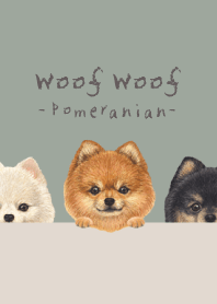 Woof Woof - Pomeranian - GREEN GRAY