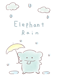 Simple Elephant Rain White and Blue.