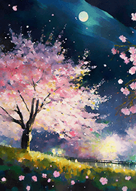 Beautiful night cherry blossoms#1754