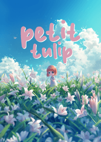 tulip flower park and little cartoon