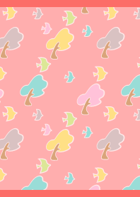 Pastel Trees on red JP