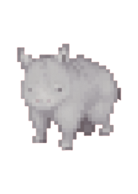 Rhinoceros Pixel Art Theme  BW 03