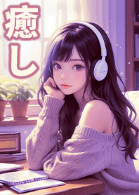 文藝生活-聽著音樂讀書的女孩6.3 深紫色